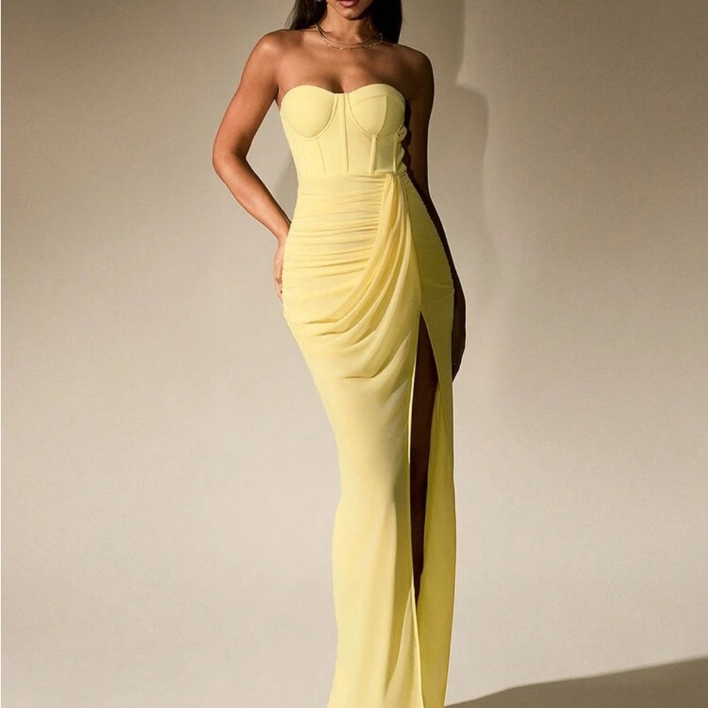 SHEIN Strapless Yellow Dress